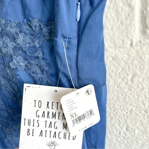NWT Free People X Brenda Knight Lace Maxi Slip Dress - Royal Blue - Picture 7 of 16